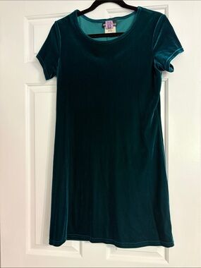 Green Velvet Trim Dress